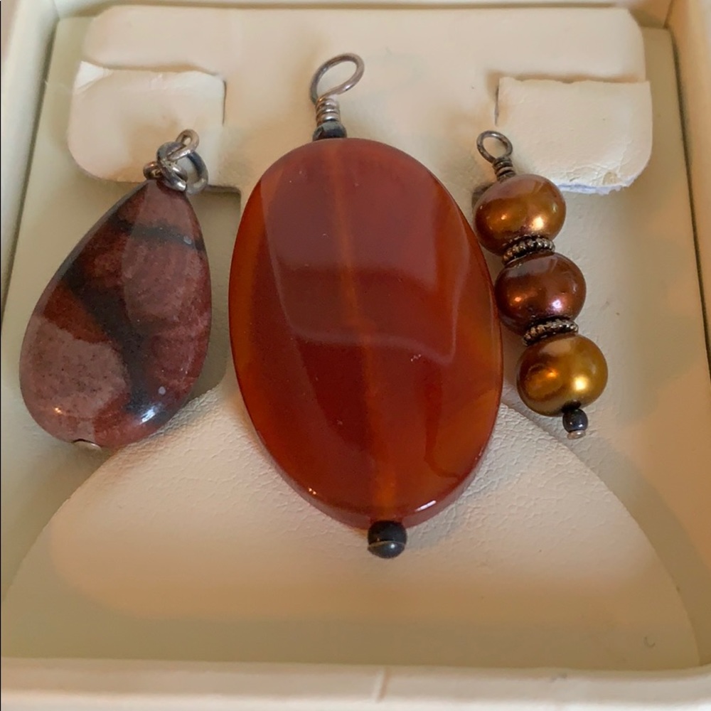 Silver Necklace with 3 Separate Handcrafted Beads